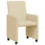Spisebordsstole med hjul 2 stk. Stof Creme 57 x 66 x 94 cm