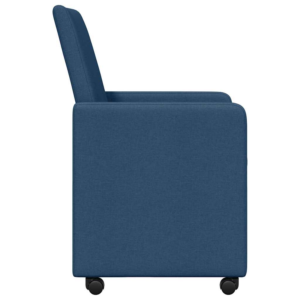 Spisebordsstole med hjul 2 stk. Stof Blå 57 x 66 x 94 cm