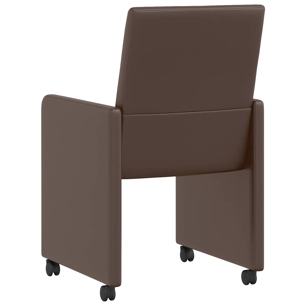 Spisebordsstole med hjul 2 stk. Kunstlæder Brun 57 x 66 x 94 cm