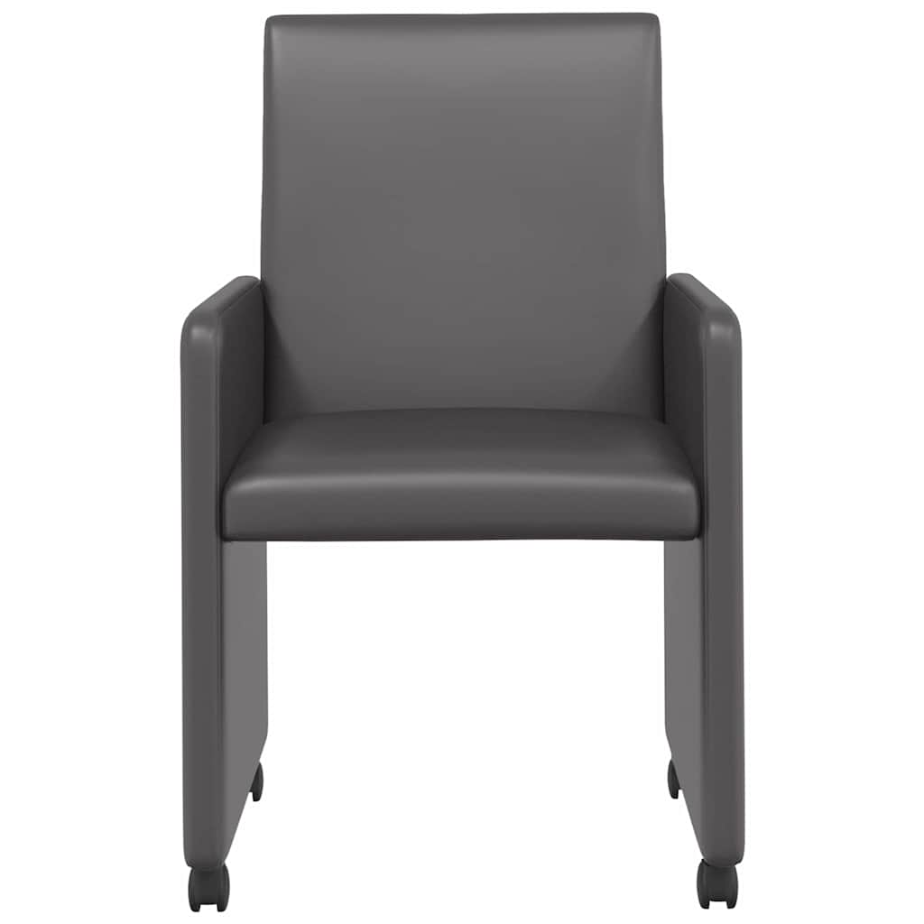 Spisebordsstole med hjul 2 stk. Kunstlæder Grå 57 x 66 x 94 cm