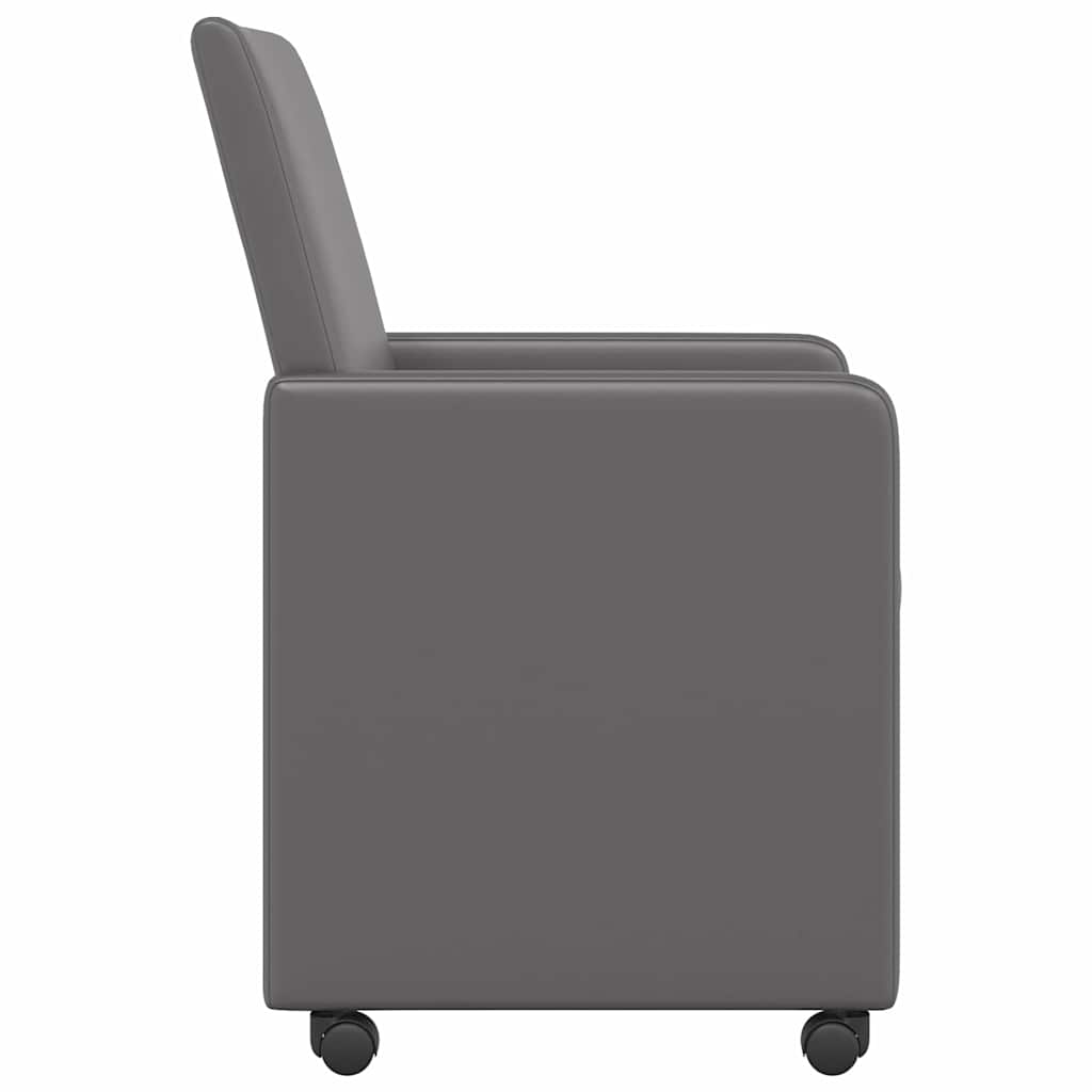 Spisebordsstole med hjul 2 stk. Kunstlæder Grå 57 x 66 x 94 cm