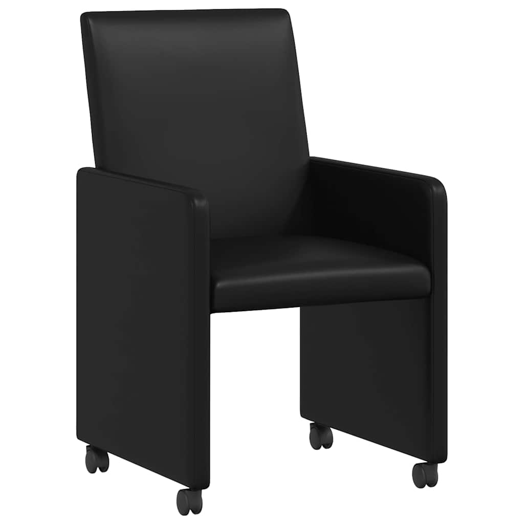 Spisebordsstole med hjul 2 stk. Kunstlæder Sort 57 x 66 x 94 cm
