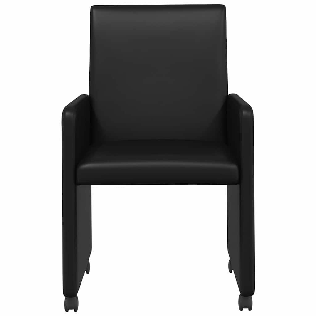 Spisebordsstole med hjul 2 stk. Kunstlæder Sort 57 x 66 x 94 cm