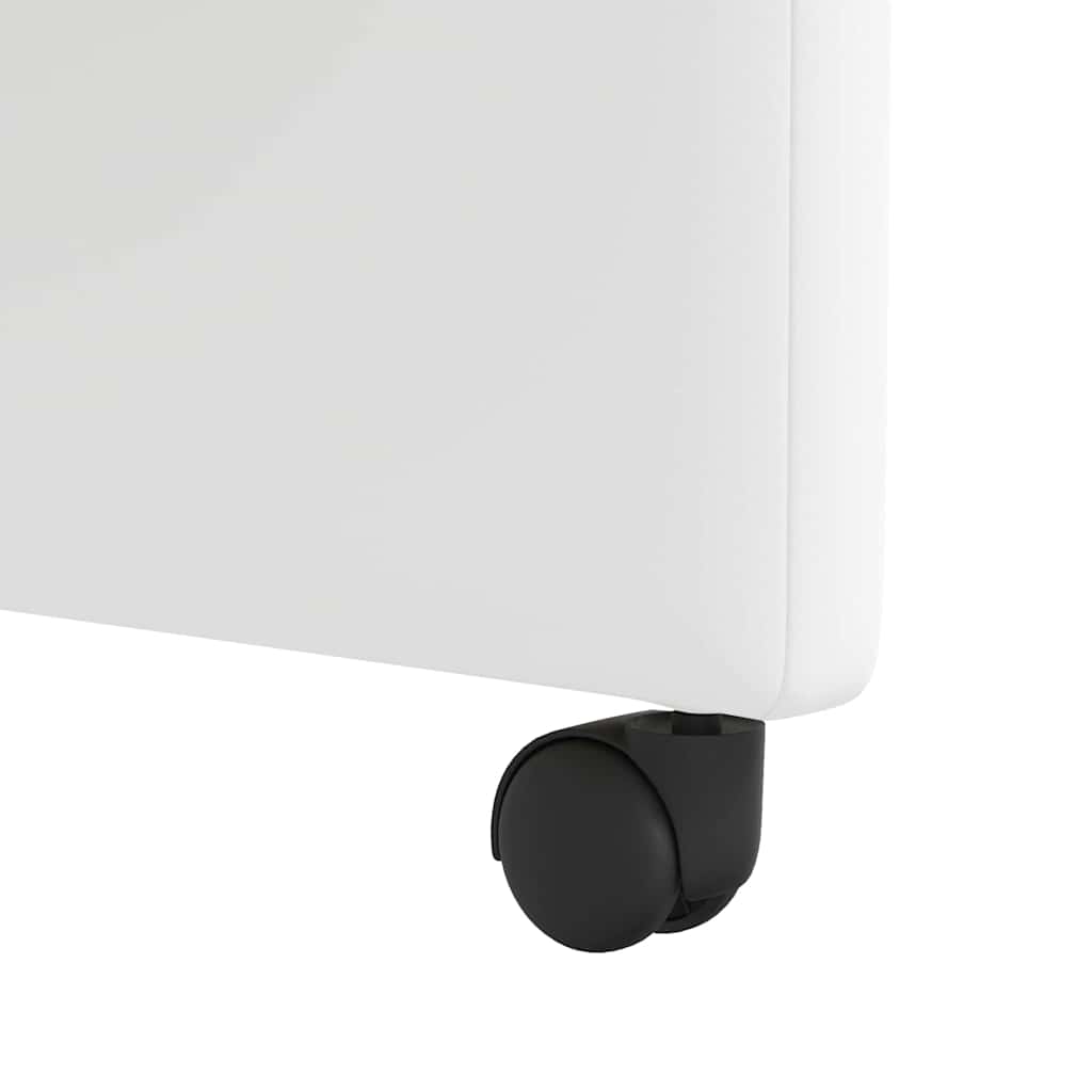 Spisebordsstole med hjul 2 stk. Kunstlæder Hvid 57 x 66 x 94 cm