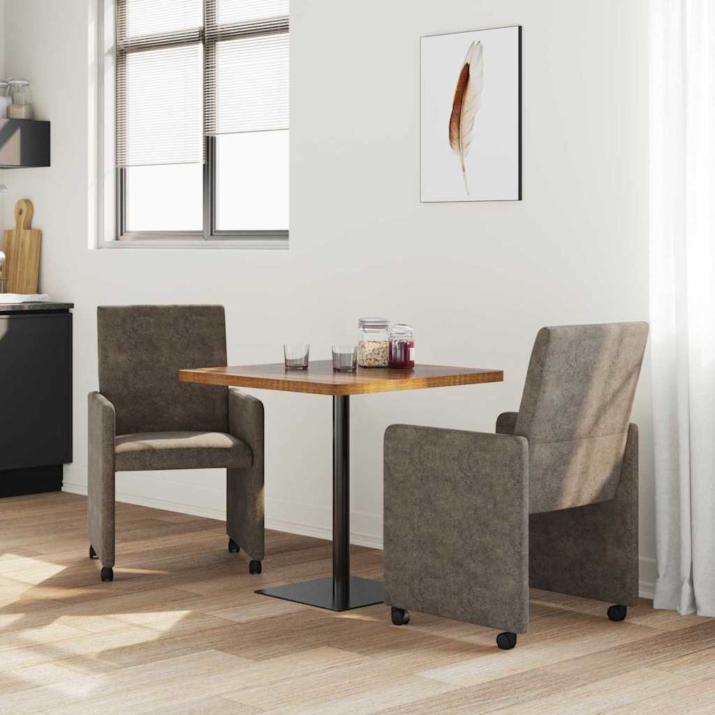 Spisebordsstole med hjul 2 stk. Faux suede læder Mørkegrå