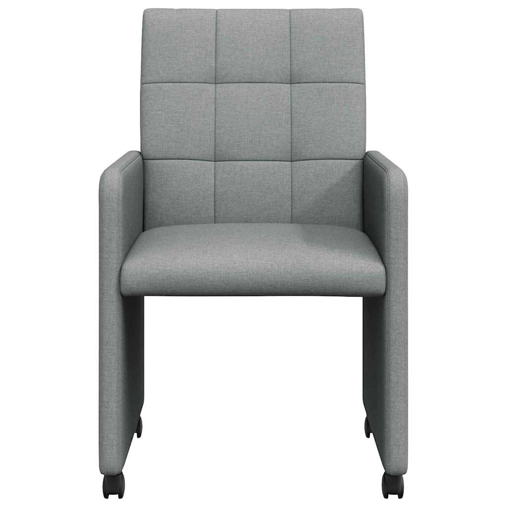 Spisebordsstole med hjul 2 stk. Stof Lysegrå 58 x 65 x 94 cm