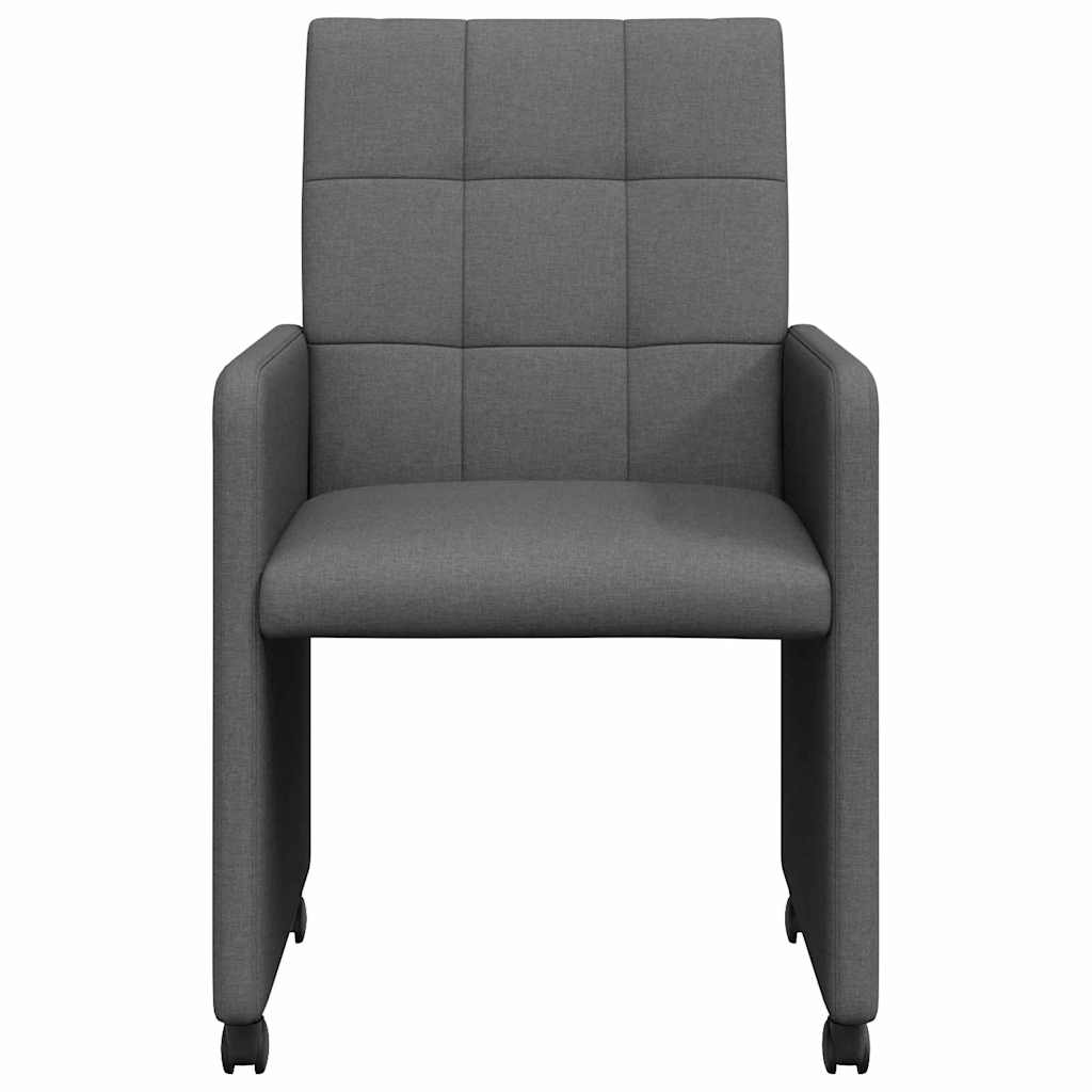Spisebordsstole med hjul 2 stk. Stof Mørkegrå 58 x 65 x 94 cm