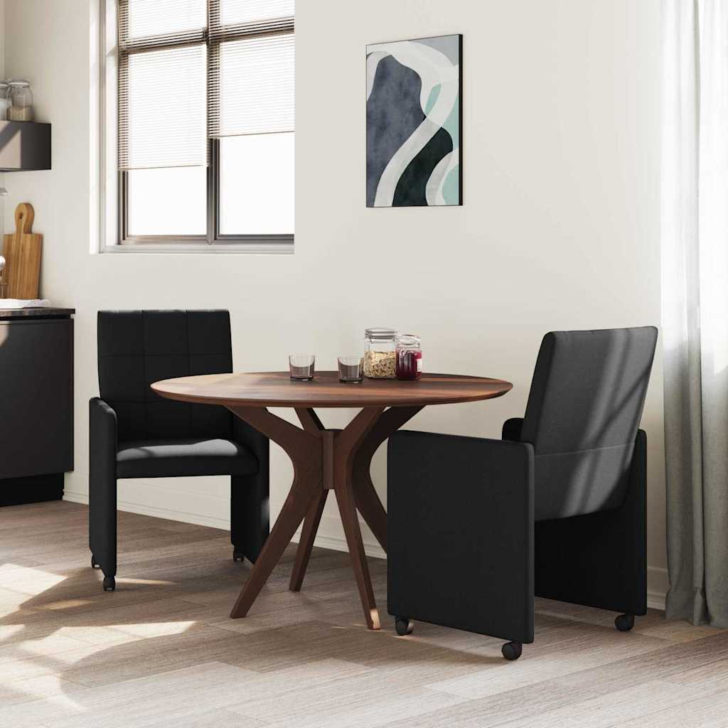 Spisebordsstole med hjul 2 stk. Stof Sort 58 x 65 x 94 cm
