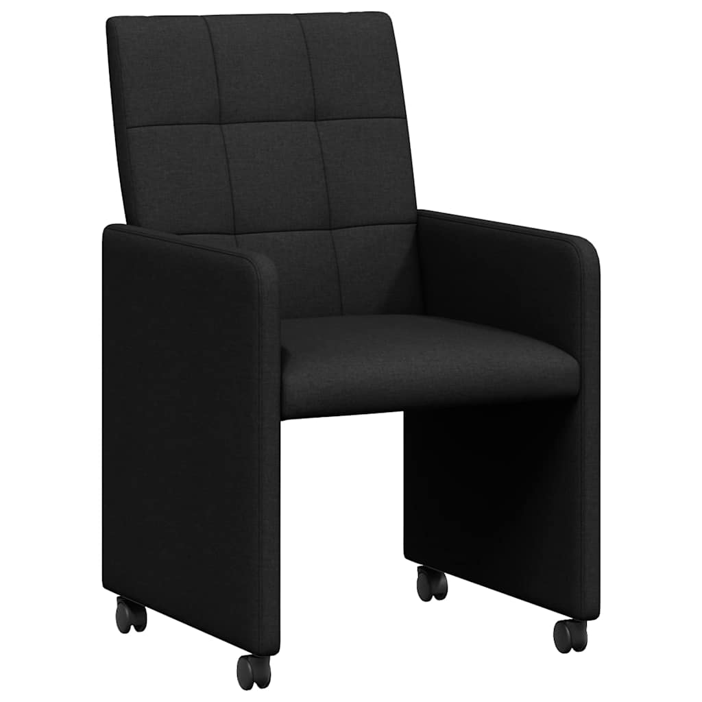 Spisebordsstole med hjul 2 stk. Stof Sort 58 x 65 x 94 cm