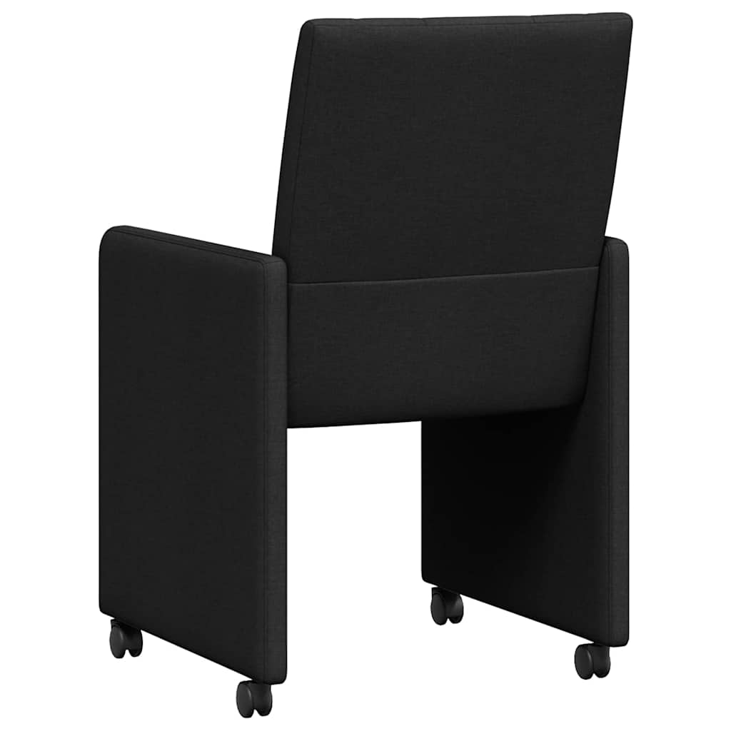 Spisebordsstole med hjul 2 stk. Stof Sort 58 x 65 x 94 cm