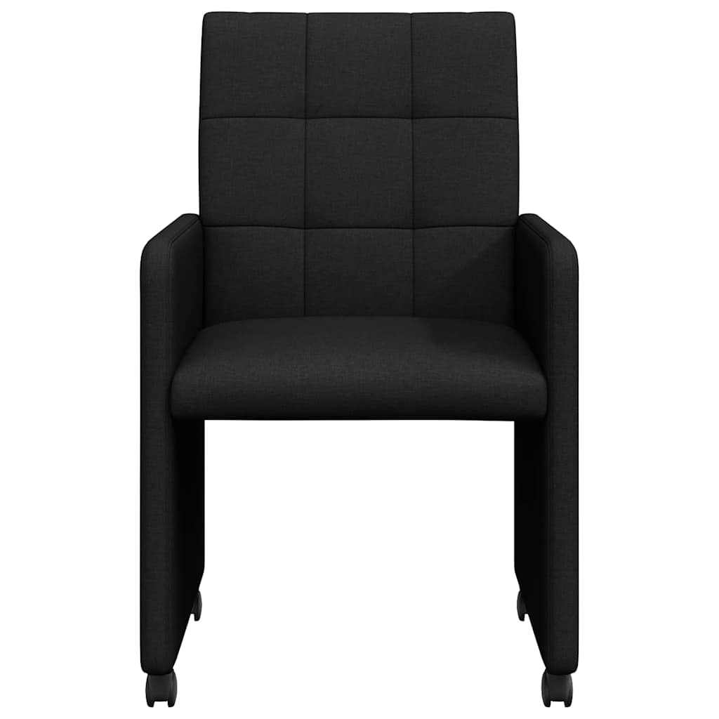 Spisebordsstole med hjul 2 stk. Stof Sort 58 x 65 x 94 cm