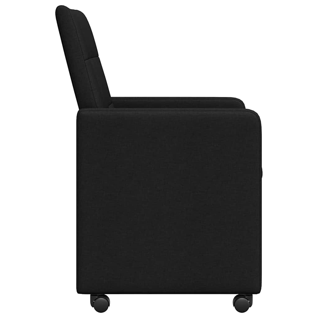 Spisebordsstole med hjul 2 stk. Stof Sort 58 x 65 x 94 cm