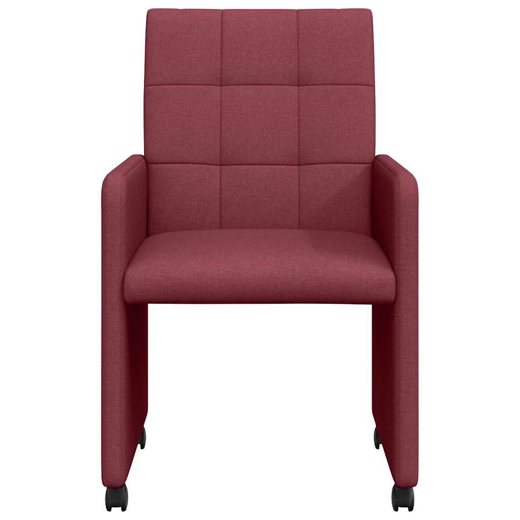Spisebordsstole med hjul 2 stk. Stof Vinrød 58 x 65 x 94 cm