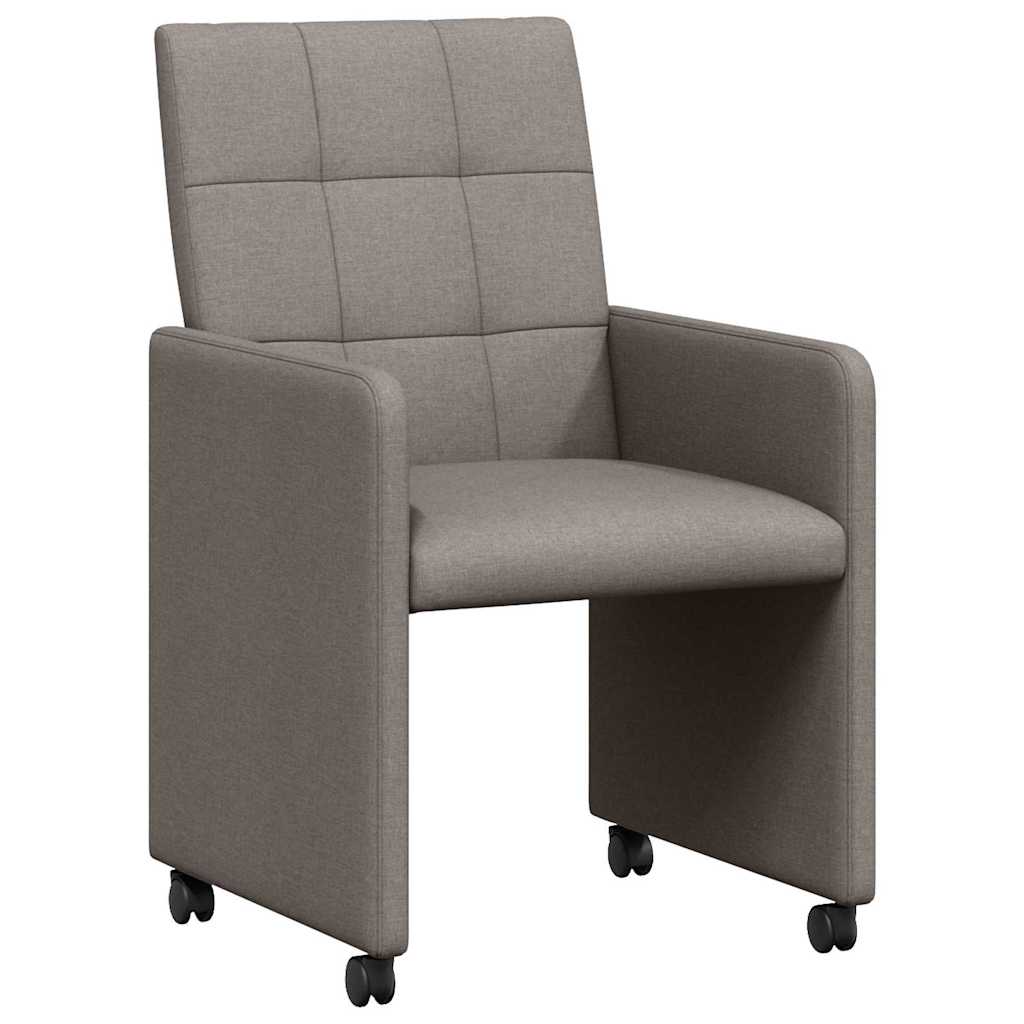 Spisebordsstole med hjul 2 stk. Stof Gråbrun 58 x 65 x 94 cm