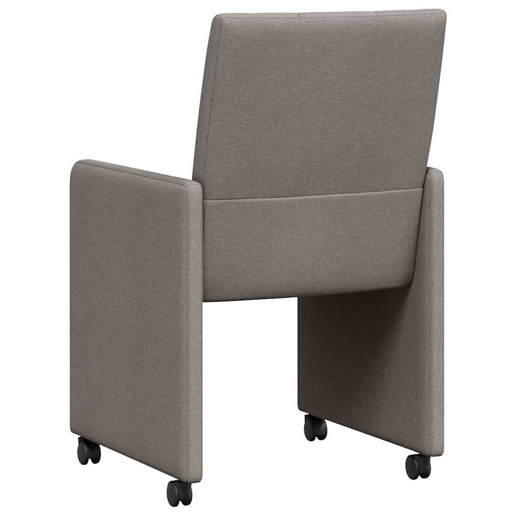 Spisebordsstole med hjul 2 stk. Stof Gråbrun 58 x 65 x 94 cm