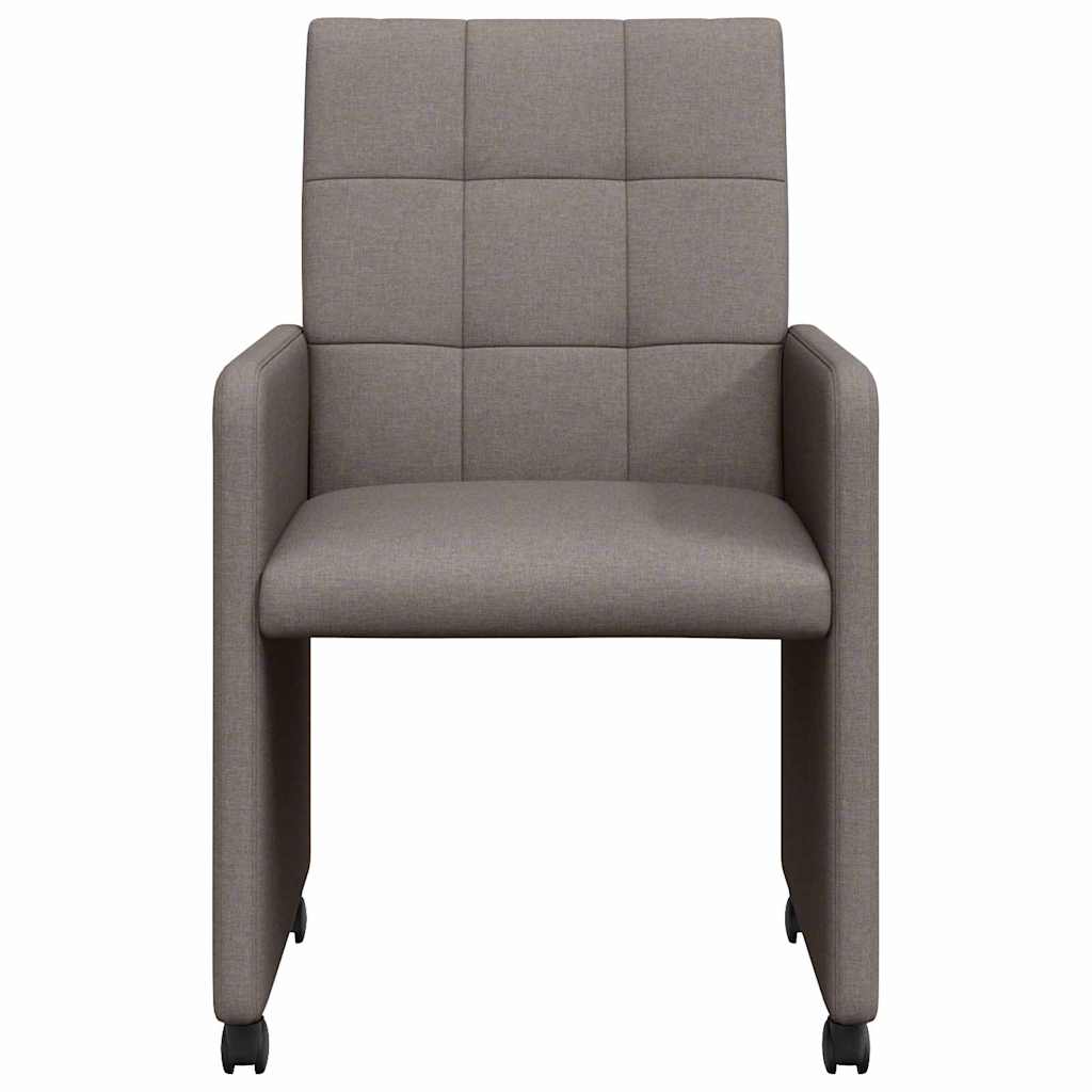 Spisebordsstole med hjul 2 stk. Stof Gråbrun 58 x 65 x 94 cm
