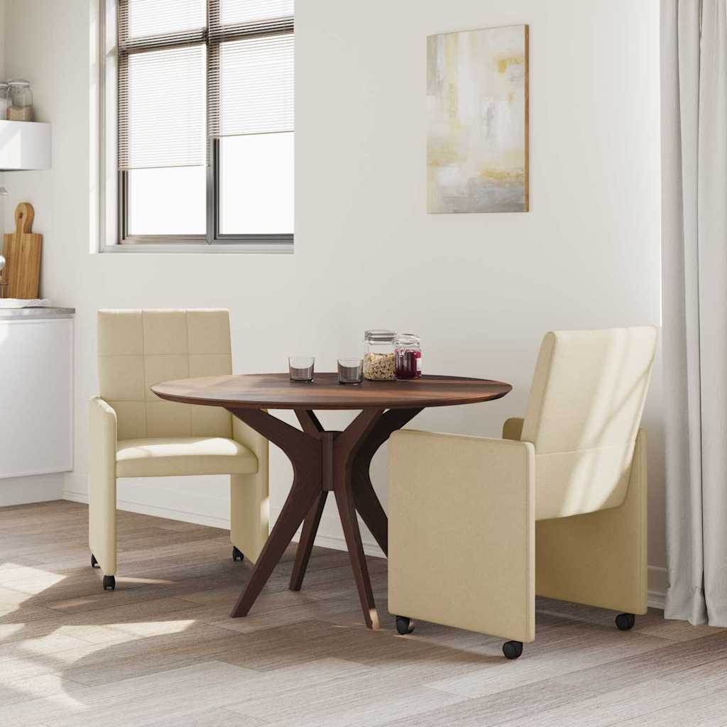 Spisebordsstole med hjul 2 stk. Stof Creme 58 x 65 x 94 cm
