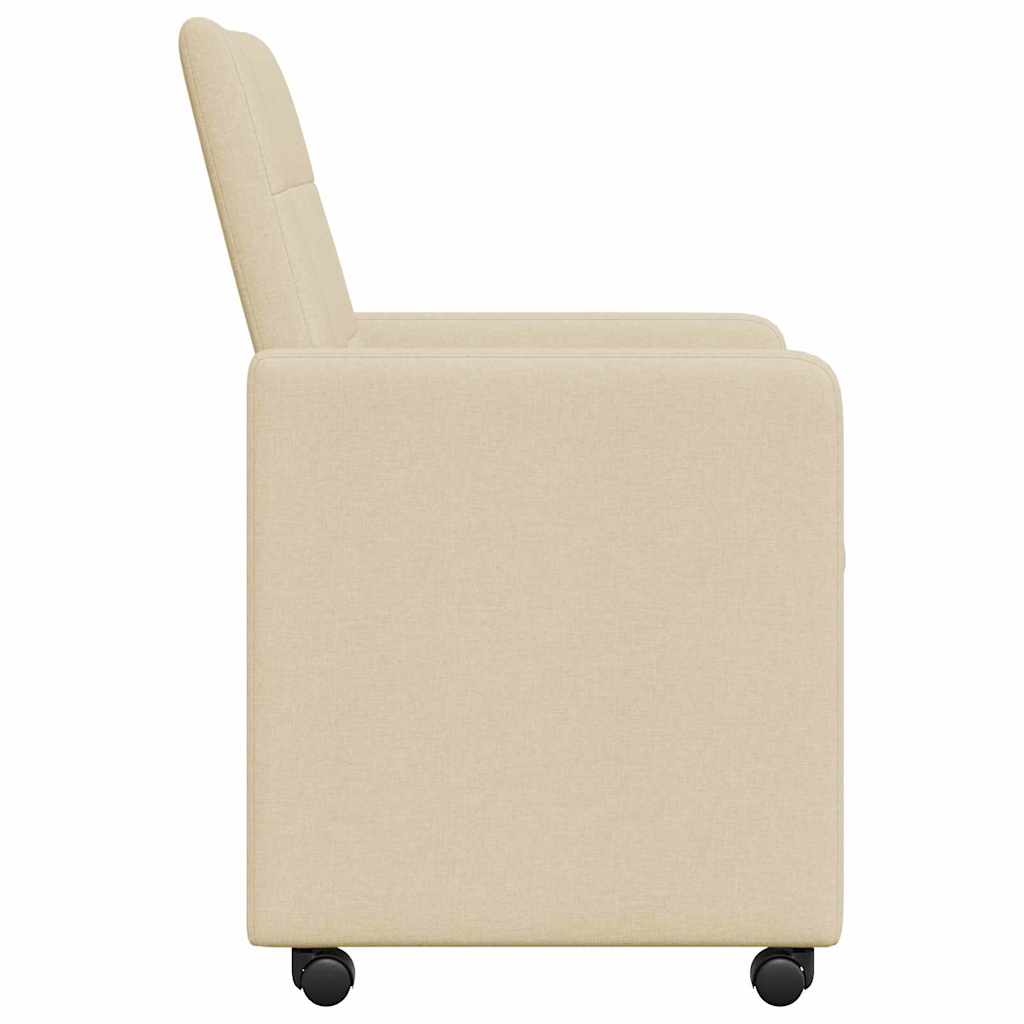 Spisebordsstole med hjul 2 stk. Stof Creme 58 x 65 x 94 cm