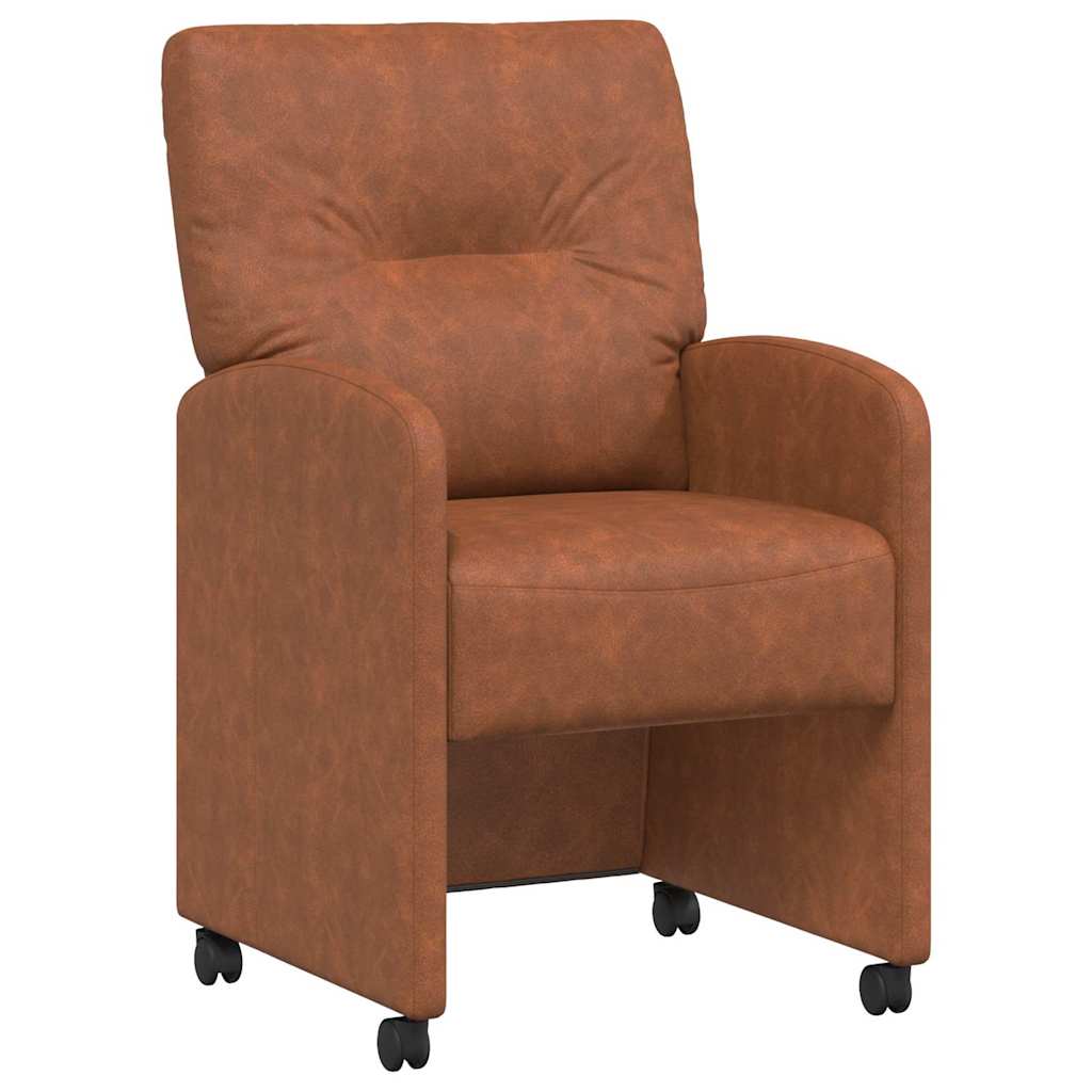 Spisebordsstole med hjul 2 stk. Kunstlæder Brun 57 x 67 x 95 cm