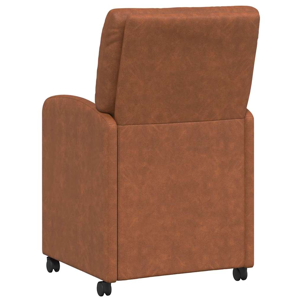 Spisebordsstole med hjul 2 stk. Kunstlæder Brun 57 x 67 x 95 cm