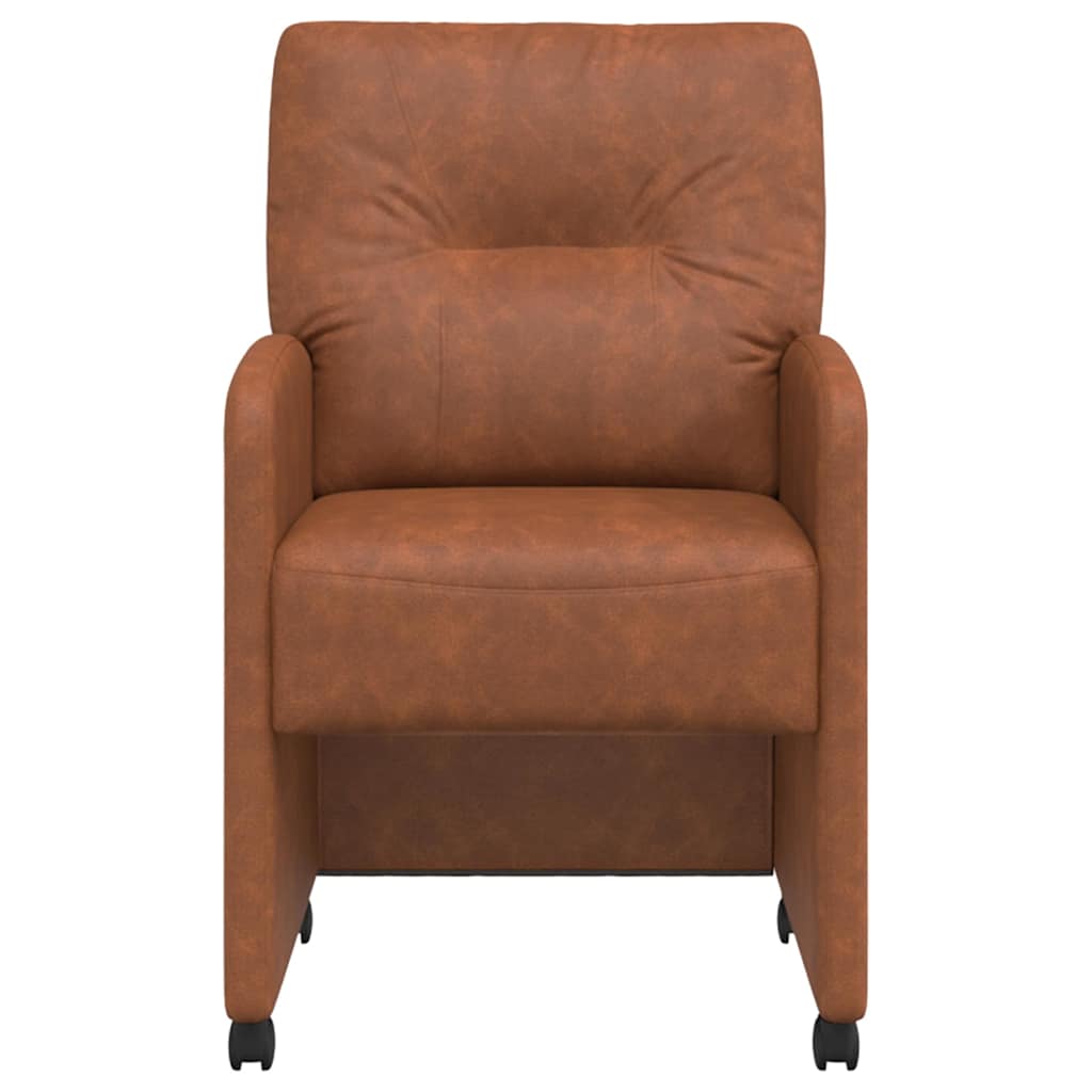 Spisebordsstole med hjul 2 stk. Kunstlæder Brun 57 x 67 x 95 cm