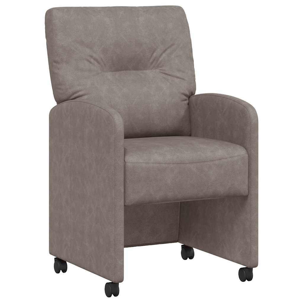 Spisebordsstole med hjul 2 stk. Kunstlæder Grå 57 x 67 x 95 cm