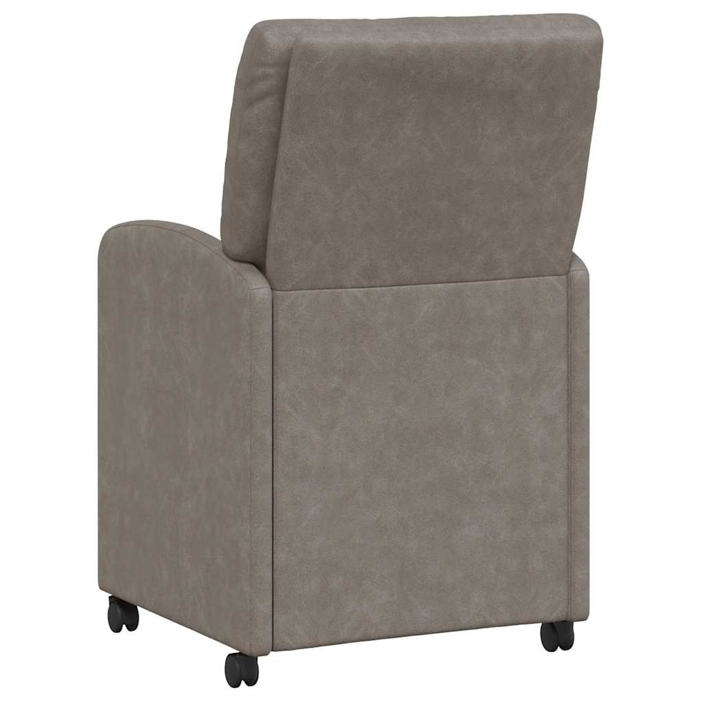 Spisebordsstole med hjul 2 stk. Kunstlæder Grå 57 x 67 x 95 cm