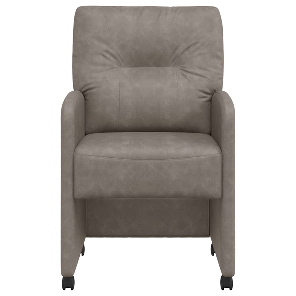 Spisebordsstole med hjul 2 stk. Kunstlæder Grå 57 x 67 x 95 cm