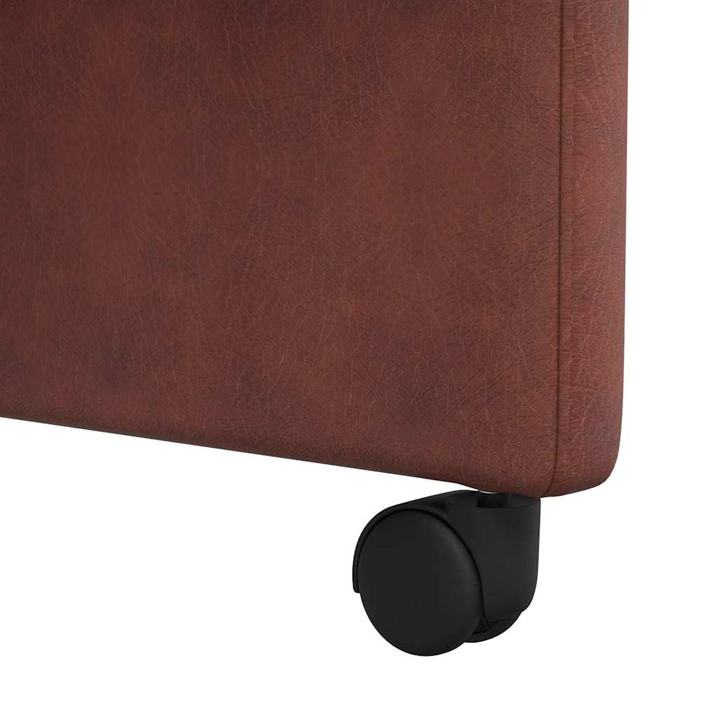 Spisebordsstole med hjul 2 stk. Kunstlæder Skinnende brun