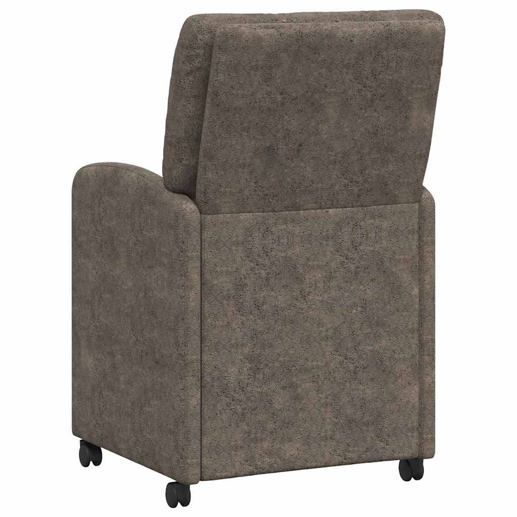 Spisebordsstole med hjul 2 stk. Faux suede læder Mørkegrå