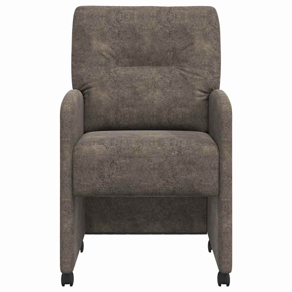 Spisebordsstole med hjul 2 stk. Faux suede læder Mørkegrå