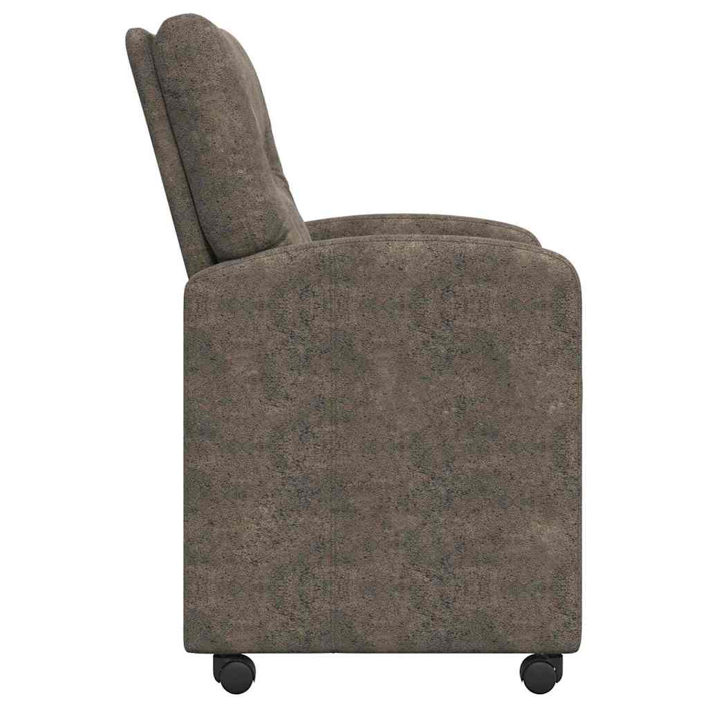 Spisebordsstole med hjul 2 stk. Faux suede læder Mørkegrå