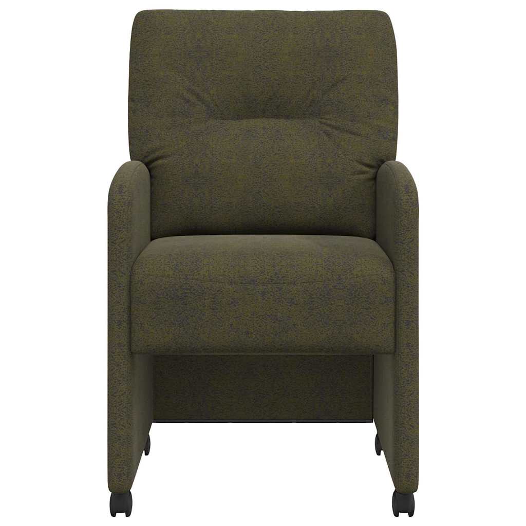 Spisebordsstole med hjul 2 stk. Faux suede læder Army grøn