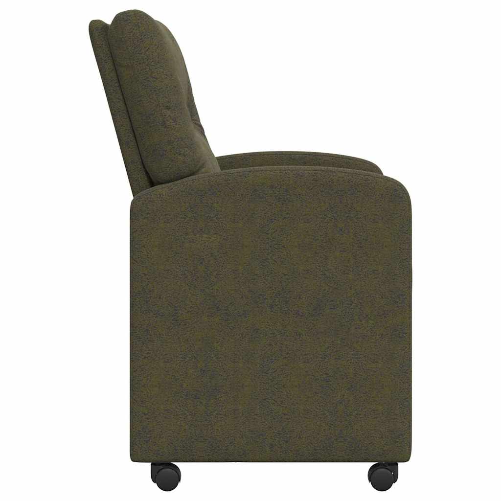 Spisebordsstole med hjul 2 stk. Faux suede læder Army grøn