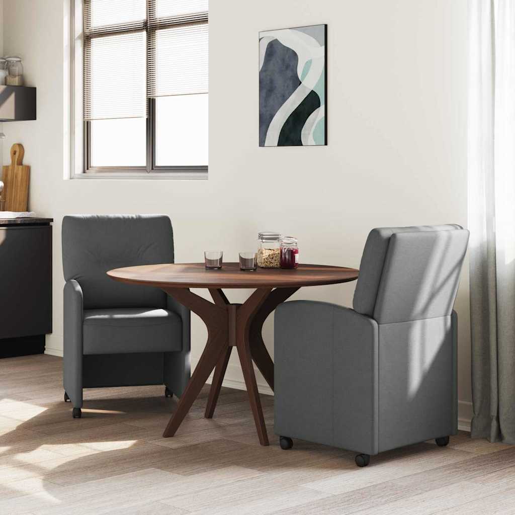 Spisebordsstole med hjul 2 stk. Stof Mørkegrå 57 x 67 x 95 cm