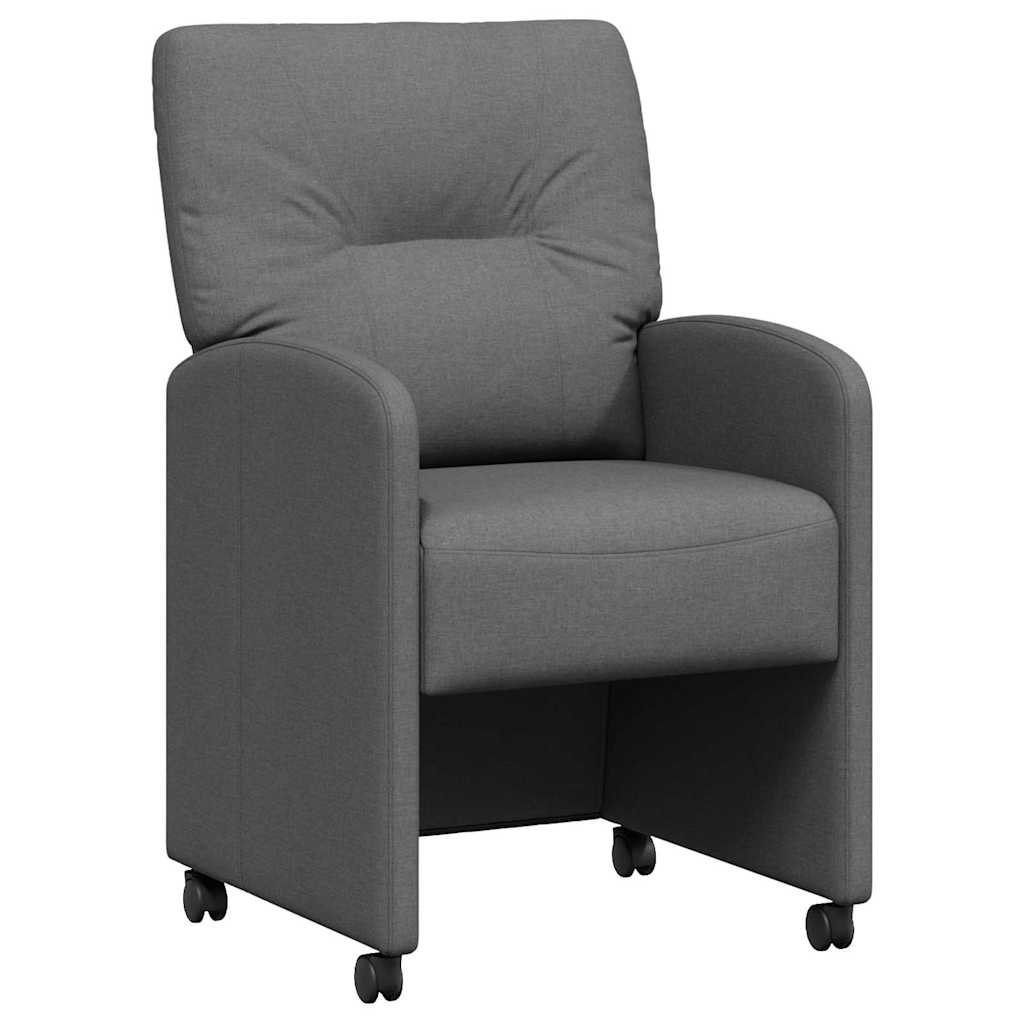 Spisebordsstole med hjul 2 stk. Stof Mørkegrå 57 x 67 x 95 cm