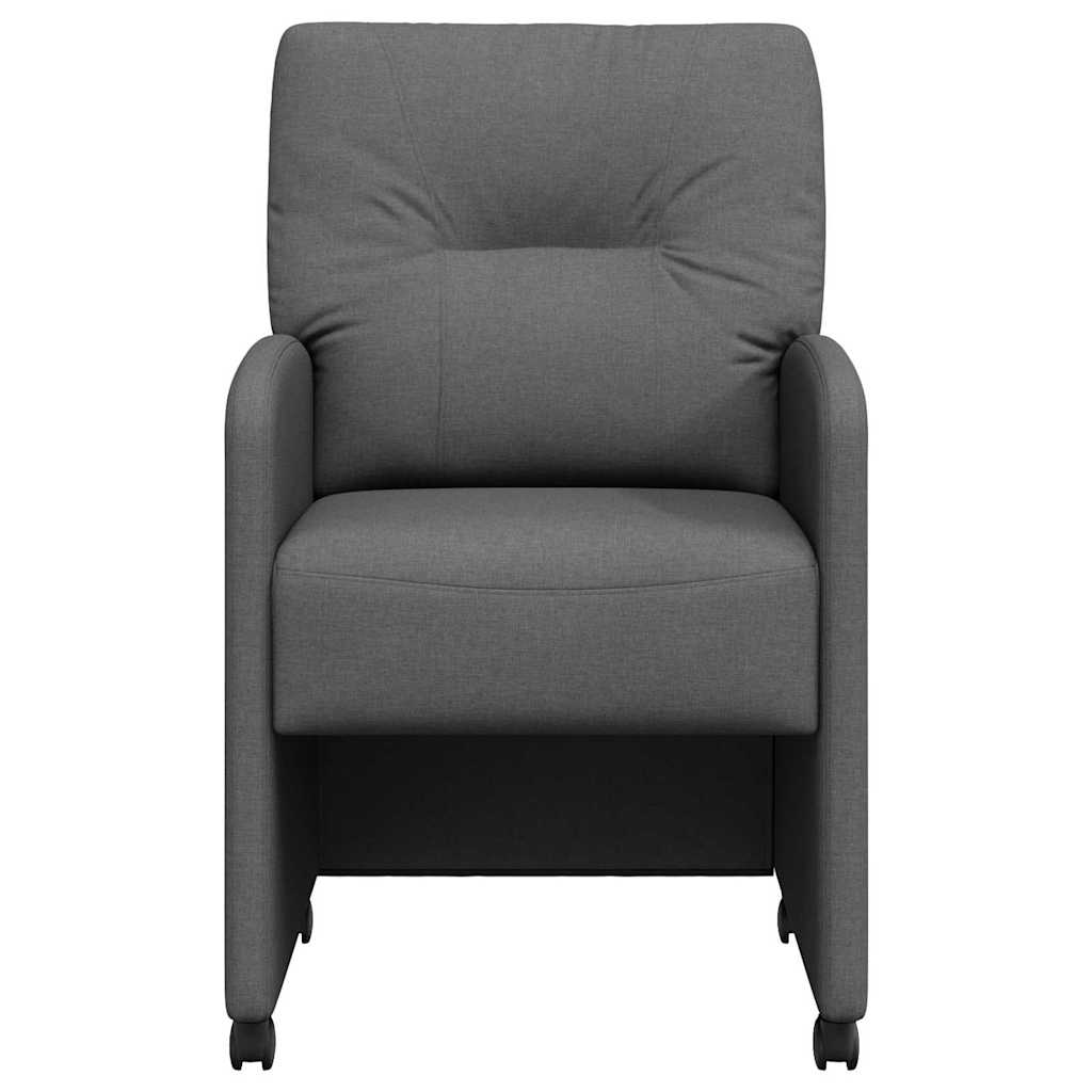 Spisebordsstole med hjul 2 stk. Stof Mørkegrå 57 x 67 x 95 cm