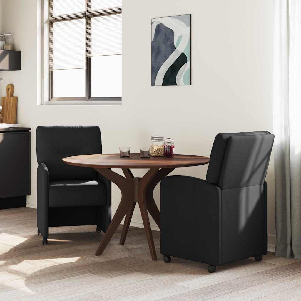 Spisebordsstole med hjul 2 stk. Stof Sort 57 x 67 x 95 cm