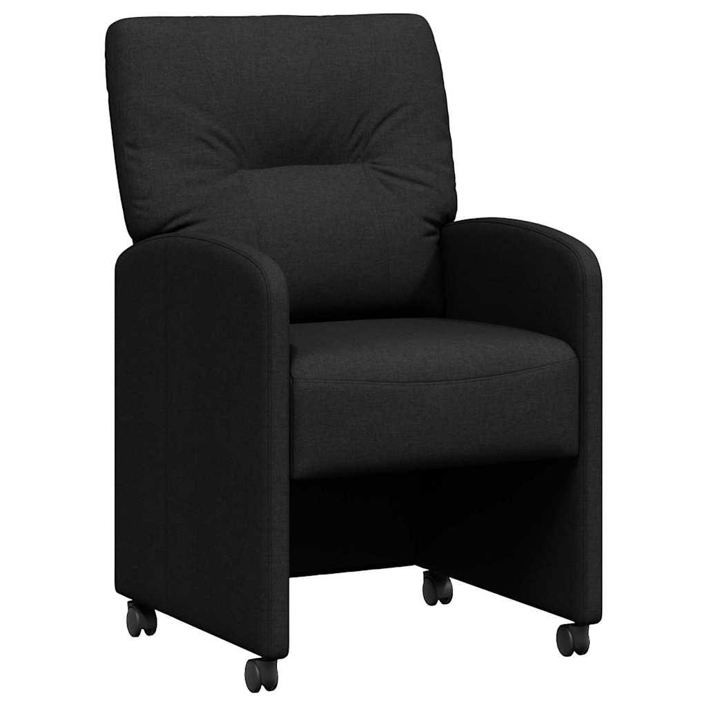 Spisebordsstole med hjul 2 stk. Stof Sort 57 x 67 x 95 cm