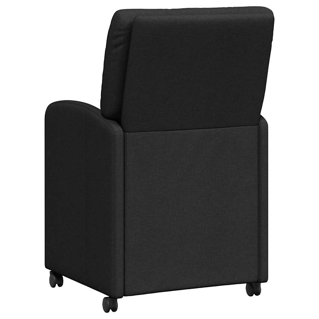 Spisebordsstole med hjul 2 stk. Stof Sort 57 x 67 x 95 cm