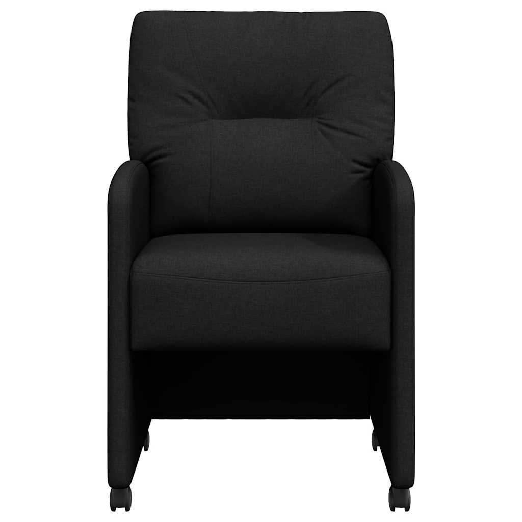 Spisebordsstole med hjul 2 stk. Stof Sort 57 x 67 x 95 cm