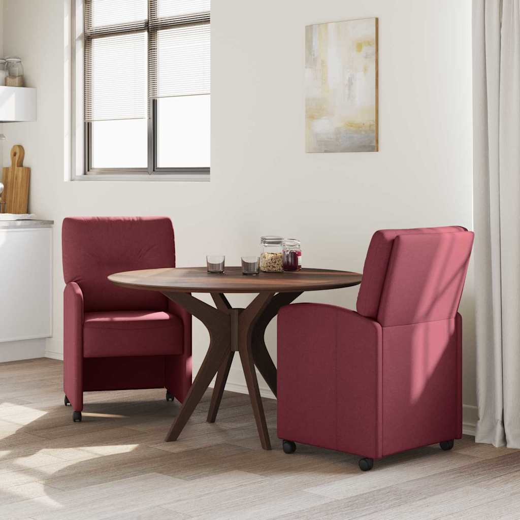 Spisebordsstole med hjul 2 stk. Stof Vinrød 57 x 67 x 95 cm