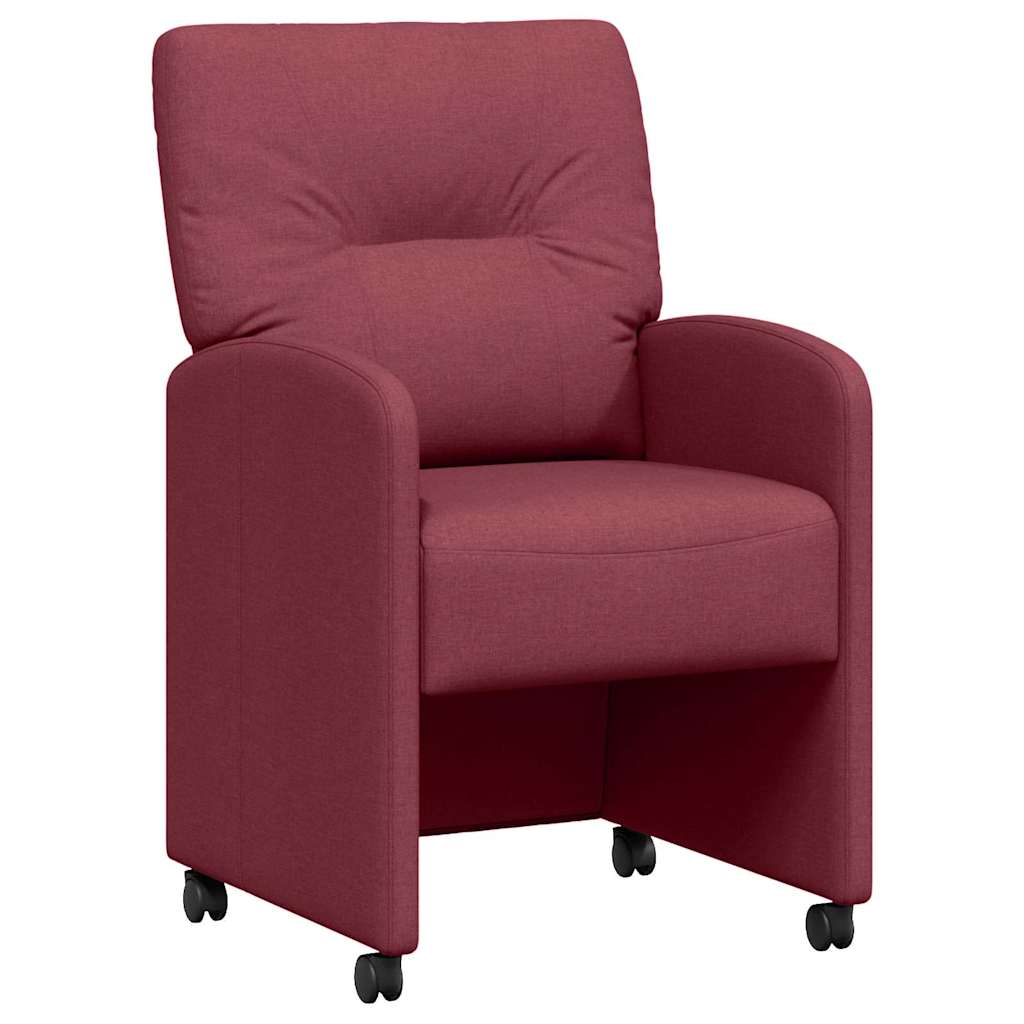 Spisebordsstole med hjul 2 stk. Stof Vinrød 57 x 67 x 95 cm