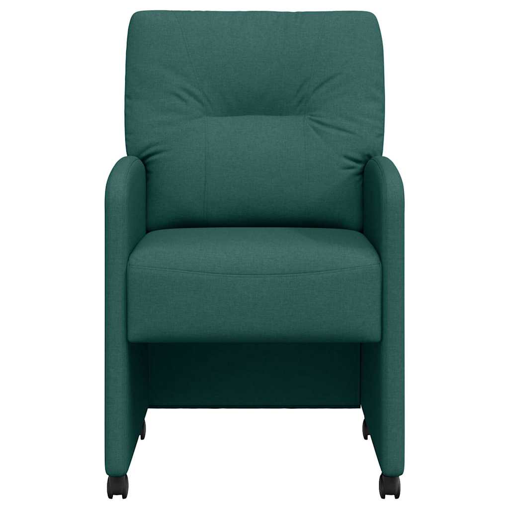 Spisebordsstole med hjul 2 stk. Stof Mørkegrøn 57 x 67 x 95 cm