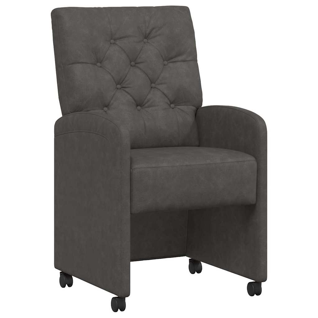 Spisebordsstole med hjul 2 stk. Kunstlæder Sort 58 x 67 x 97 cm