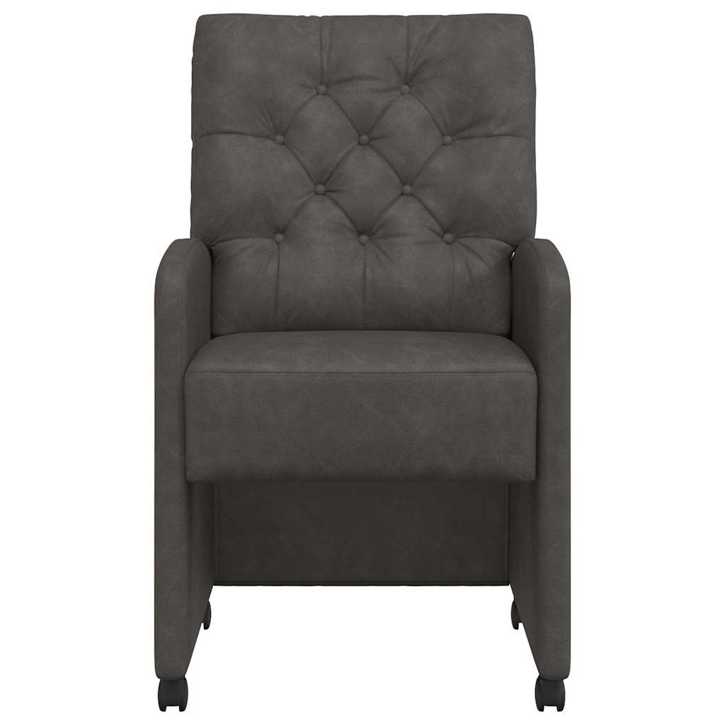 Spisebordsstole med hjul 2 stk. Kunstlæder Sort 58 x 67 x 97 cm