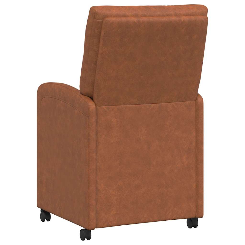 Spisebordsstole med hjul 2 stk. Kunstlæder Brun 58 x 67 x 97 cm