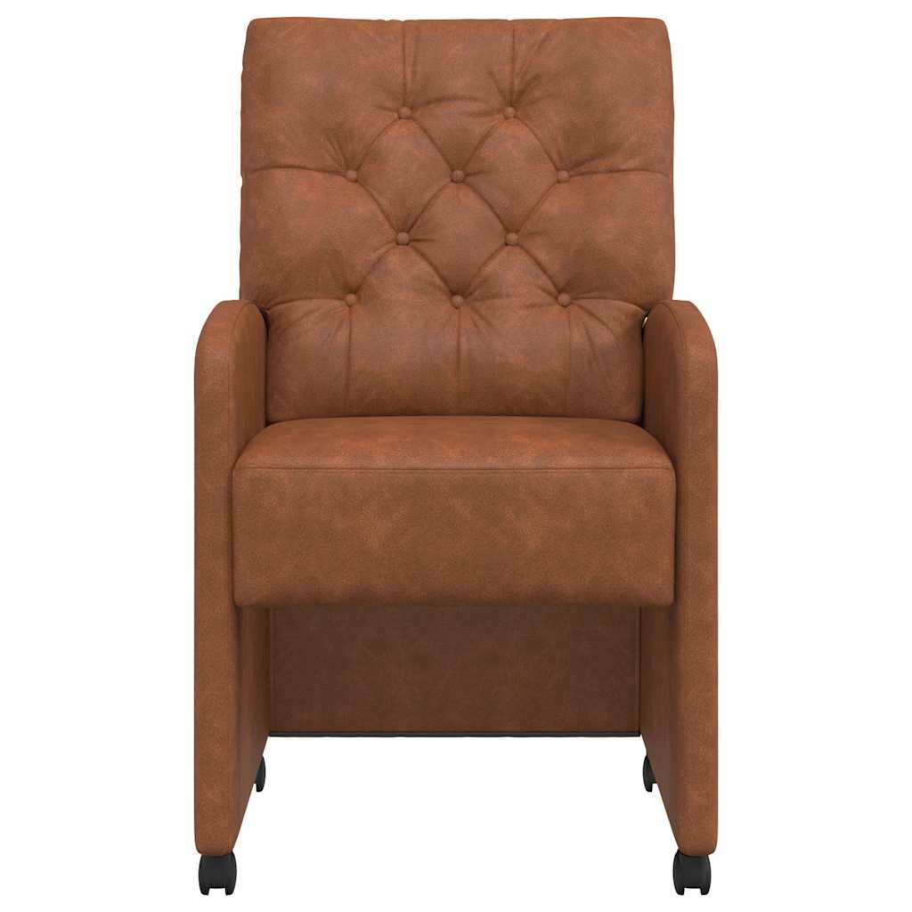 Spisebordsstole med hjul 2 stk. Kunstlæder Brun 58 x 67 x 97 cm