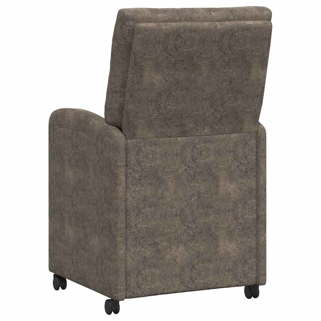 Spisebordsstole med hjul 2 stk. Faux Suede Læder Mørkegrå