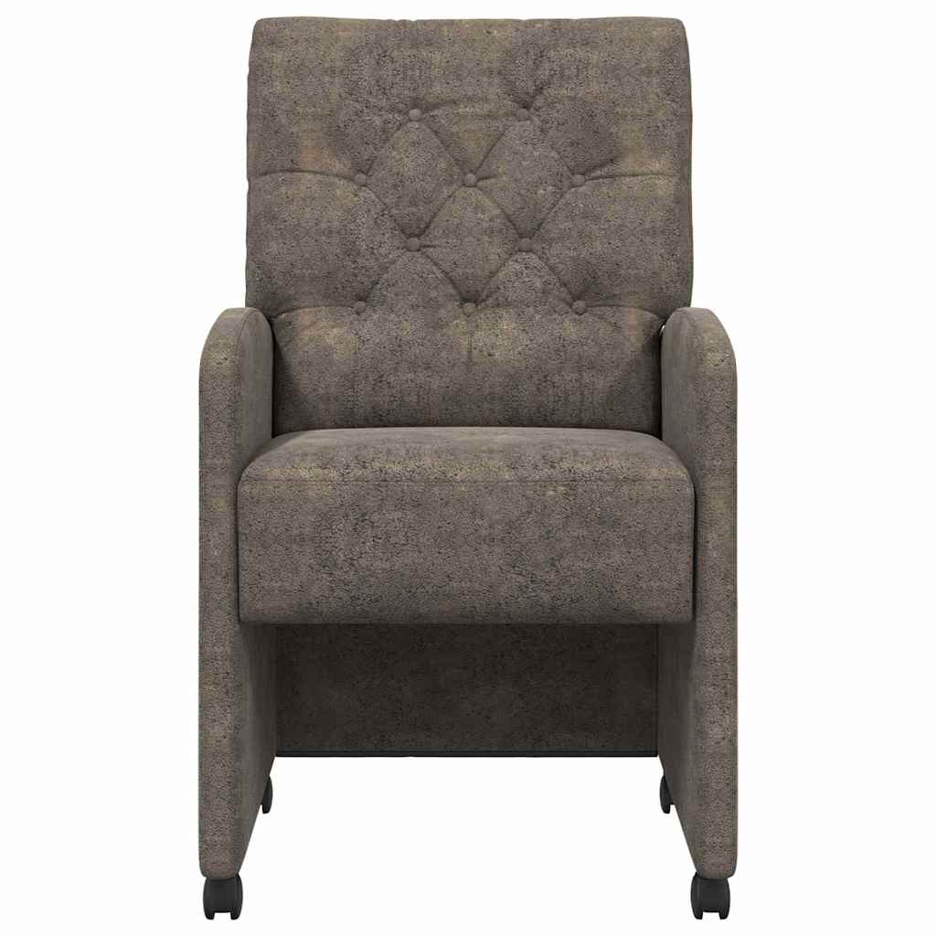 Spisebordsstole med hjul 2 stk. Faux Suede Læder Mørkegrå